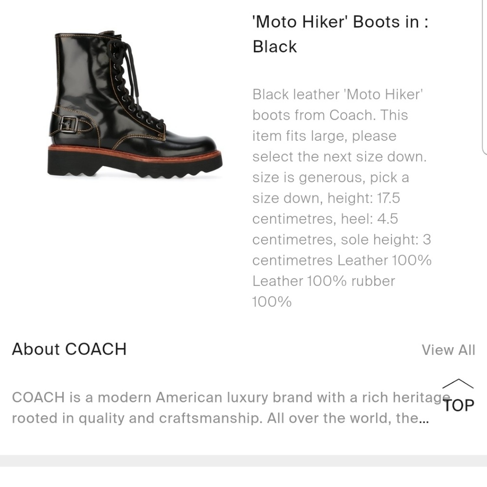 Last pair! Coach Moto Hiker Combat Boot in Black - Picture 8 of 8